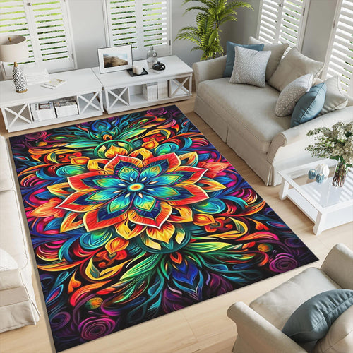 Mandala Boho Area Rug Exotic Colorful Living Room Bedroom Carpet