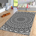 Mosaic Mandala Area Rug: Modern Boho Decor, Washable Non-Slip Rug