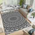 Mosaic Mandala Area Rug: Modern Boho Decor, Washable Non-Slip Rug