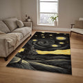Starry Night Art Area Rug Van Gogh Inspired Boho Living Room