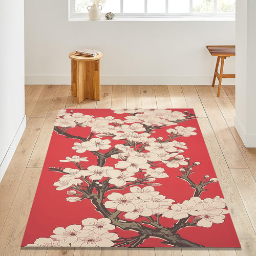 Cherry Blossom Area Rug Japanese Sakura Spring Living Room Carpet