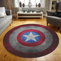 Captain America Rug, Avenger Decor Rug, Round Rug, Navy Decor