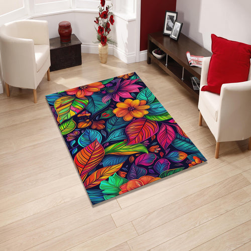 Abstract Floral Area Rug Exotic Multicolor Living Room Bedroom