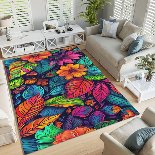 Abstract Floral Area Rug Exotic Multicolor Living Room Bedroom