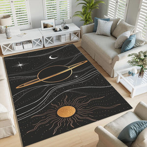 Saturn Area Rug: Cosmic Astrology Decor, Non-Slip Universe Carpet