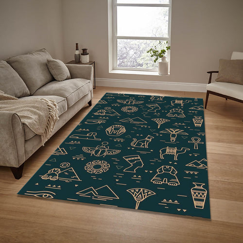 Egyptian Hieroglyphic Rug: Ancient Egypt Design