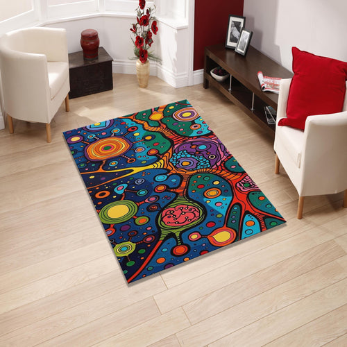 Abstract Area Rug: Colorful Exotic Boho Decor