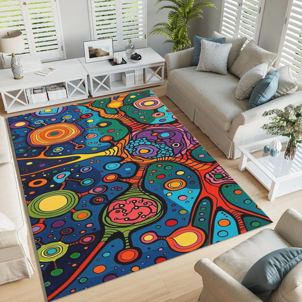Abstract Area Rug: Colorful Exotic Boho Decor