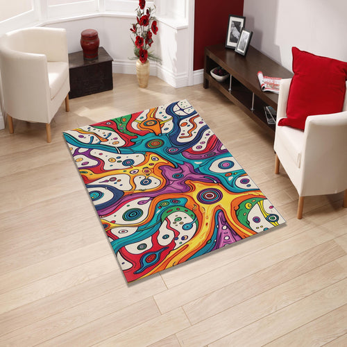 Abstract Floral Area Rug: Colorful Botanical Art, Modern Design