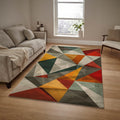 Abstract Geometric Area Rug: Colorful Triangle Design