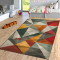 Abstract Geometric Area Rug: Colorful Triangle Design