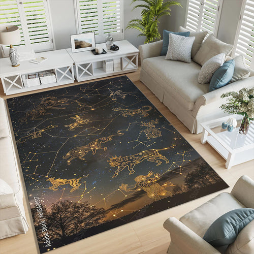 Zodiac Rug: Modern Astrological Area Rug, Horoscope Design