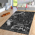 Einstein E=MC2 Rug: Maths Patterned Non-Slip Decorative Rug