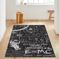Einstein E=MC2 Rug: Maths Patterned Non-Slip Decorative Rug