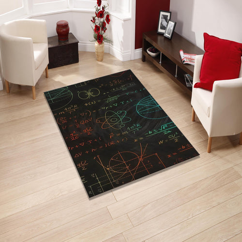 Physics Formula Rug: Black and White Science Area Rug
