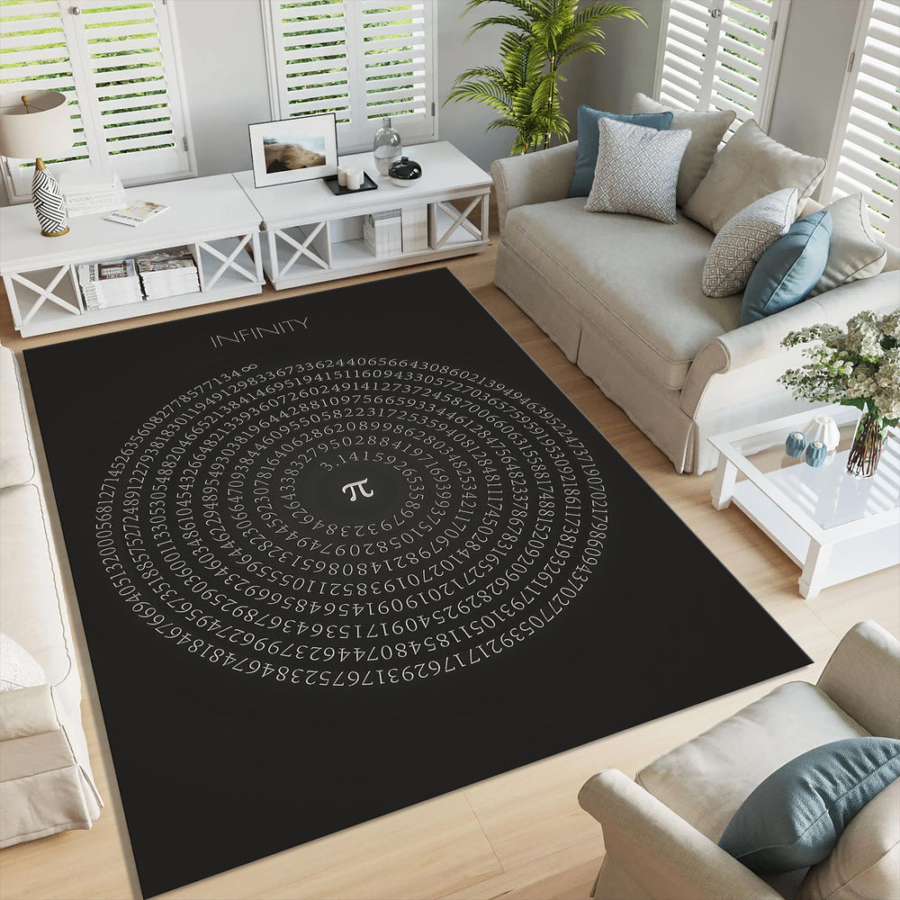 Pi Number Area Rug: Black and White Student Rug