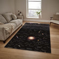 Universe Area Rug: Black Space Theme, Astrology Decor