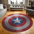 Captain America Rug Superhero Kids Bedroom Circle Carpet Washable