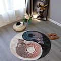 Yin Yang Gothic Round Rug Skull Aesthetic Kitchen Living Room