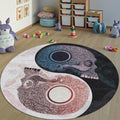 Yin Yang Gothic Round Rug Skull Aesthetic Kitchen Living Room
