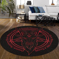 Satanic Goat Pentagram Round Rug, Non-Slip Horror Devil Carpet