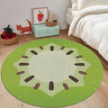 Kiwi Round Rug Fruit Kids Playroom Circle Carpet Washable
