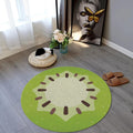 Kiwi Round Rug Fruit Kids Playroom Circle Carpet Washable