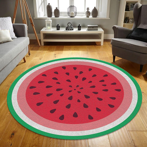 Watermelon Round Rug Fruit Kids Playroom Circle Carpet Washable