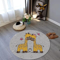 Giraffe Round Nursery Rug Safari Animal Kids Playroom Circle Mat