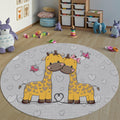 Giraffe Round Nursery Rug Safari Animal Kids Playroom Circle Mat