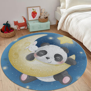 Panda Nursery Rug: Moon & Stars Baby Room Decor