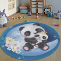 Panda Nursery Round Rug, Baby Room Play Mat, Kids Room Rug
