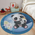 Panda Nursery Round Rug, Baby Room Play Mat, Kids Room Rug