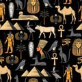 Egyptian Rug: Hieroglyphs, Pyramids, Anubis Design