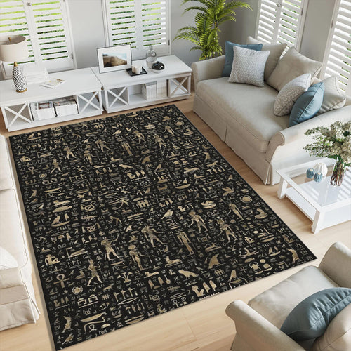 Egyptian Hieroglyphic Rug: Ancient Egypt Design Area Rug