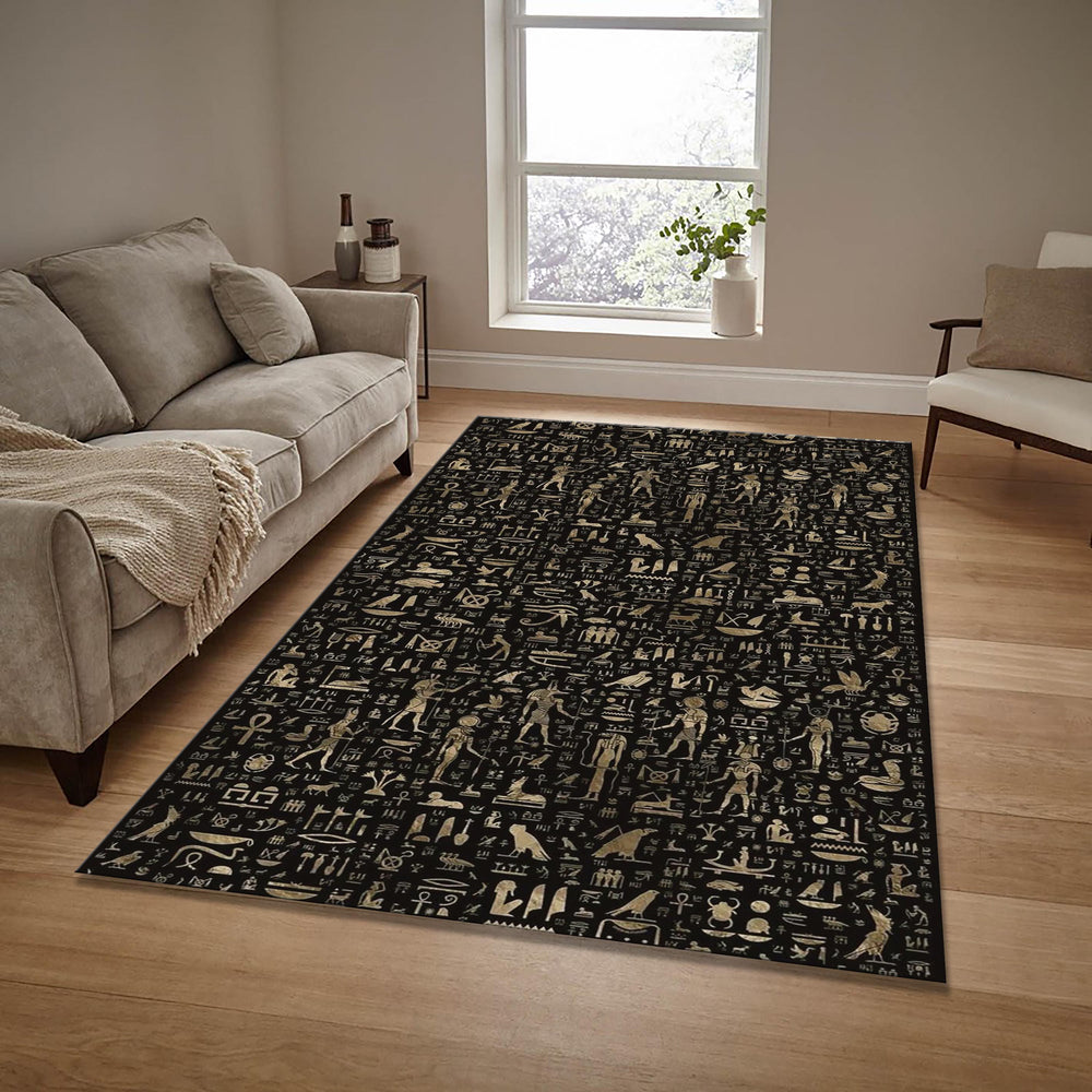 Egyptian Hieroglyphic Rug: Ancient Egypt Design Area Rug