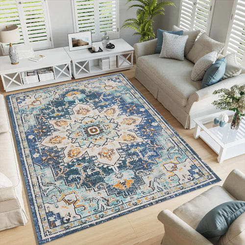 Turkish Medallion Rug: Vintage-Style Boho Chic Home Decor