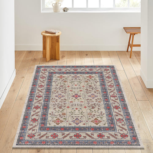 Turkish Vintage Rug: Traditional Floral Medallion
