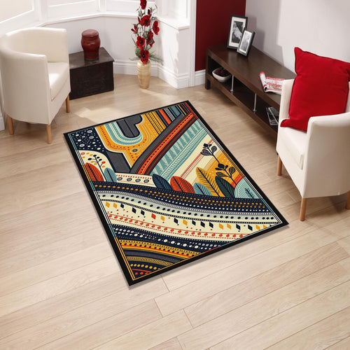 Abstract Floral Area Rug: Modern Art, Boho Living Room Decor