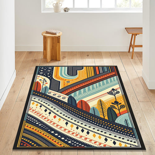 Abstract Floral Area Rug: Modern Art, Boho Living Room Decor