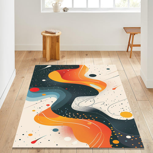 Abstract Floral Area Rug: Modern Art, Boho Living Room, Non Slip