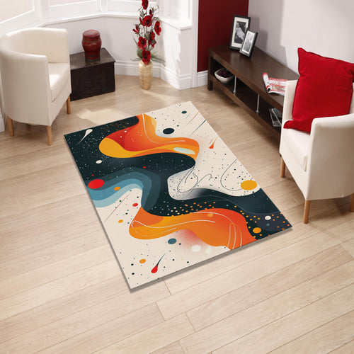 Abstract Floral Area Rug: Modern Art, Boho Living Room, Non Slip