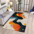 Abstract Floral Area Rug: Modern Art, Boho Living Room, Non Slip
