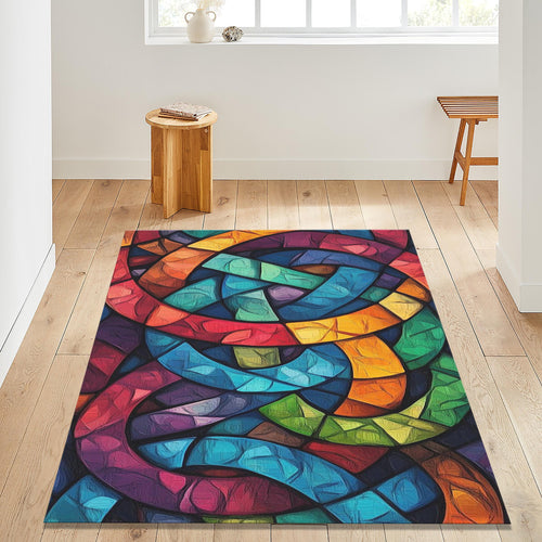 Abstract Colorful Area Rug: Non-Slip Modern Art Carpet