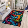 Abstract Colorful Area Rug: Non-Slip Modern Art Carpet