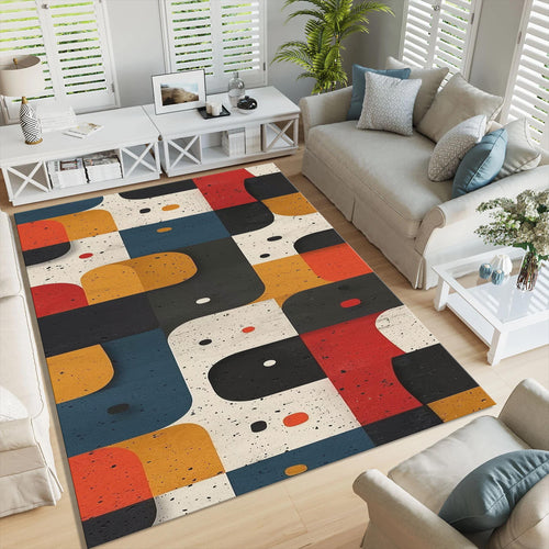 Colorful Geometric Area Rug Abstract Modern Living Room Bedroom
