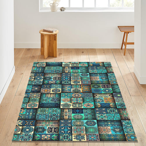 Boho Area Rug: Colorful Floral Botanical Design