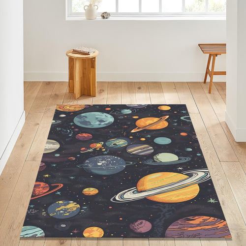 Saturn Universe Rug: Washable Kids Room Decor