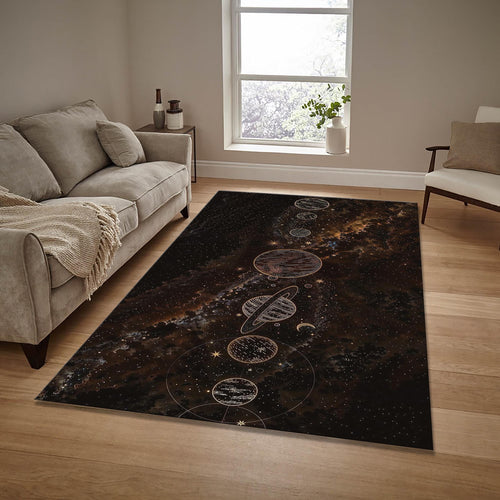 Celestial Planets Area Rug: Galaxy Nursery Decor