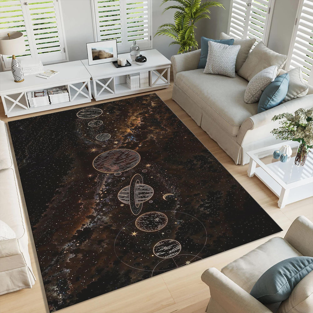 Celestial Planets Area Rug: Galaxy Nursery Decor